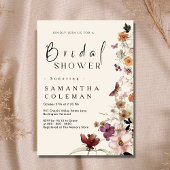 Elegante Boho Wildblume Blush Pastel Brautparty Einladung