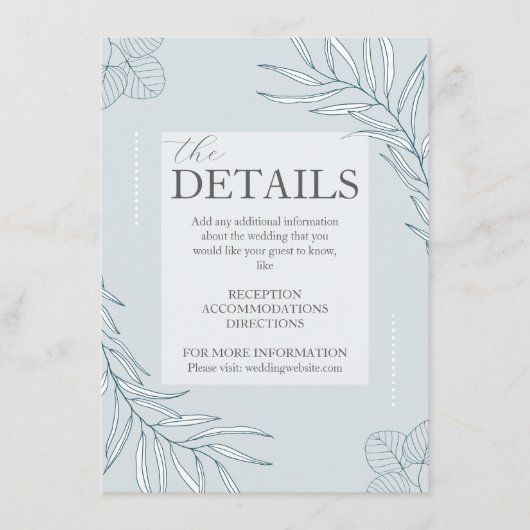 Elegante Boho Wildblume Details Einsichtkarte Begleitkarte (Vorderseite)