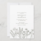 Elegante Boho Wildblume Green Probe Dinner Einladung (Vorderseite)