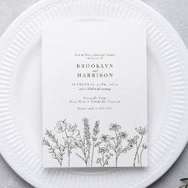 Elegante Boho Wildblume Green Probe Dinner Einladung