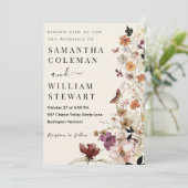 Elegante Boho Wildblume Moderne Rustikale Hochzeit Einladung (Stehend Vorderseite)