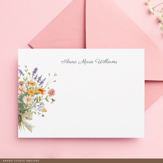 Elegante Boho Wildblume Note Card Mitteilungskarte