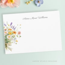 Elegante Boho Wildblume Note Card