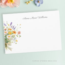 Elegante Boho Wildblume Note Card Mitteilungskarte