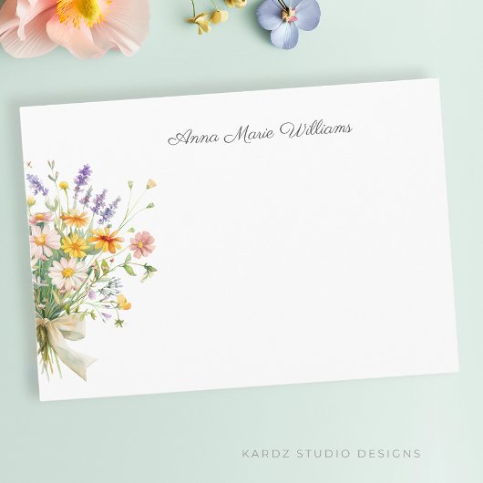 Elegante Boho Wildblume Note Card Mitteilungskarte