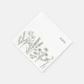 Elegante Boho Wildblume Olive Green Wedding Serviette (Ecke)