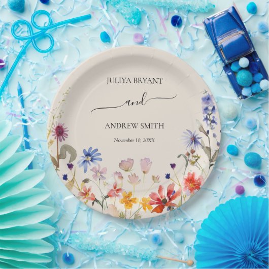 Elegante boho-Wildblume Pappteller (Party)