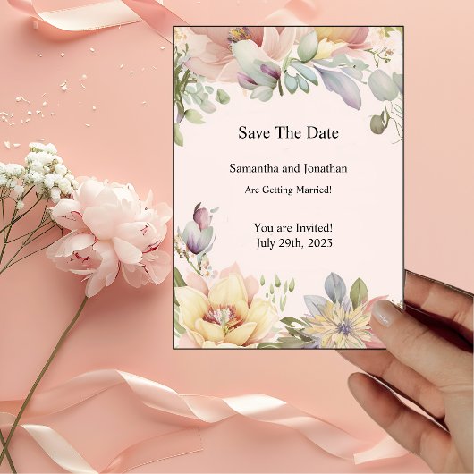 Elegante BOHO Wildblume Save the Date Karte