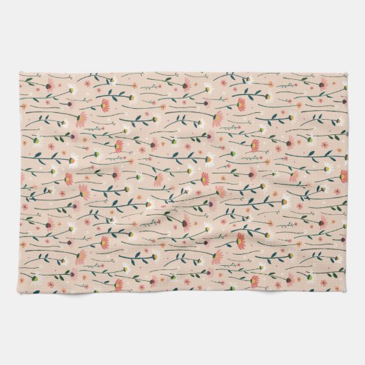 Elegante Boho Wildblume Sommergarten Geschirrtuch (Horizontal)