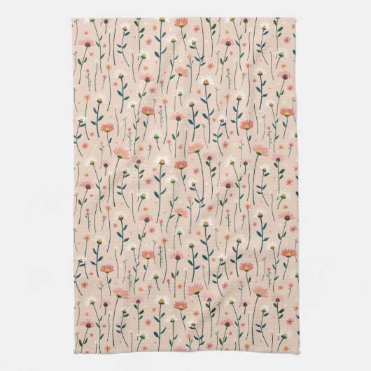 Elegante Boho Wildblume Sommergarten Geschirrtuch (Vertikal)