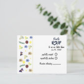 Elegante Boho Wildblume White RSVP Card (Stehend Vorderseite)