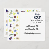 Elegante Boho Wildblume White RSVP Card (Vorne/Hinten)