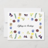 Elegante Boho Wildblume White RSVP Card Karte (Rückseite)