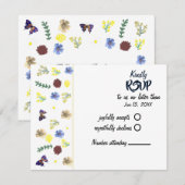 Elegante Boho Wildblume White RSVP Card Karte (Vorne/Hinten)