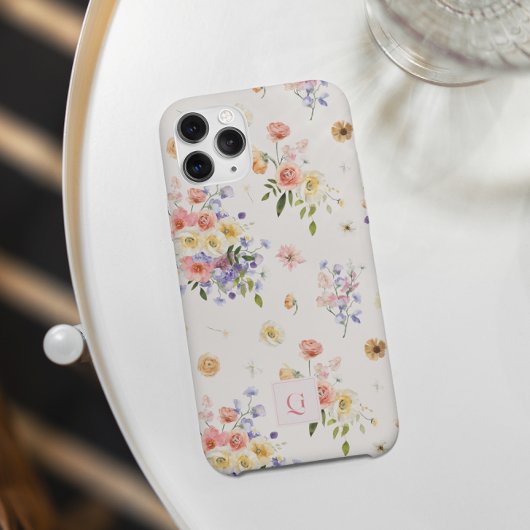 Elegante Boho-Wildblumen | Anfangsmonogramm  Case-Mate iPhone Hülle