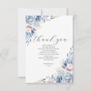 elegante Boho-Wildblumen-Baby-Shower-Dankeschön Dankeskarte