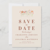 Elegante Boho Wildblumen Beige Foto Hochzeit Save The Date (Vorderseite)