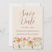 Elegante Boho-Wildblumen-Foto-Hochzeit Save The Date (Vorderseite)