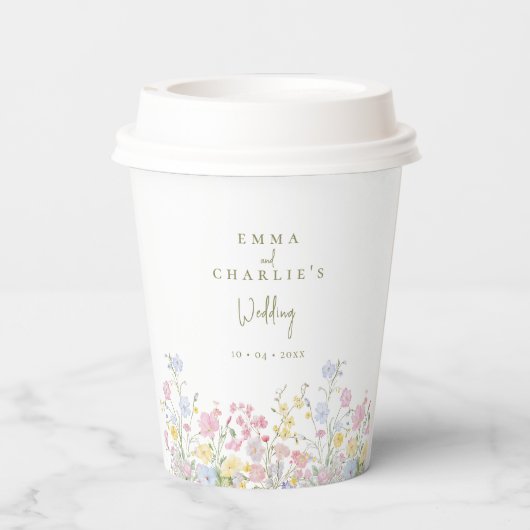 Elegante Boho-Wildblumen-Hochzeit Pappbecher (Rückseite)