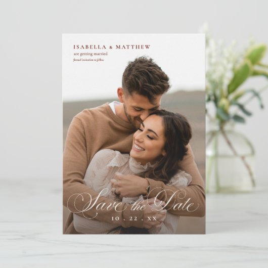 Elegante Boho-Wildblumen-Hochzeit Save The Date (Stehend Vorderseite)