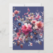 Elegante Boho Wildblumen mit Blue Back Einladung (Rückseite)