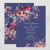 Elegante Boho Wildblumen mit Blue Back Einladung (Vorne/Hinten)