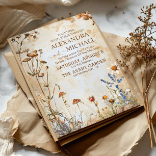 Elegante Boho-Wildflower-Hochzeit Einladung