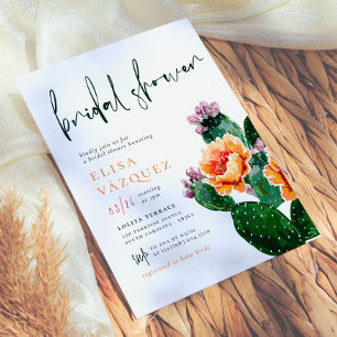 Elegante Boho-Wüstenkaktus- und Blumen-Brautjungge Einladung