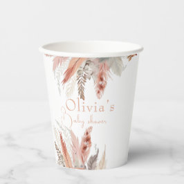 Elegante BohoPampas-Gras-Babydusche Pappbecher