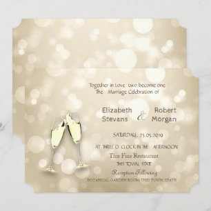 Elegante Bokeh-Weingläser Hochzeits-Einladung Einladung