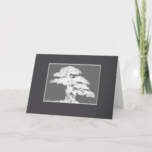 elegante Bonsai Baum Art grau-weiß leergefärbt Karte