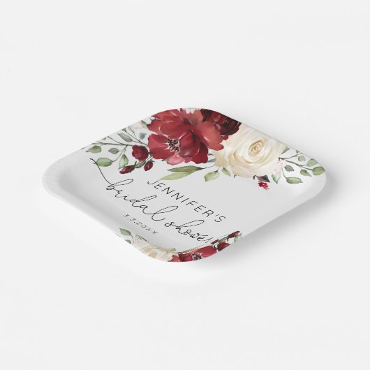 Elegante Bordeaux Hochzeit im Herbst Napkins Pappteller (Gewinkelt)