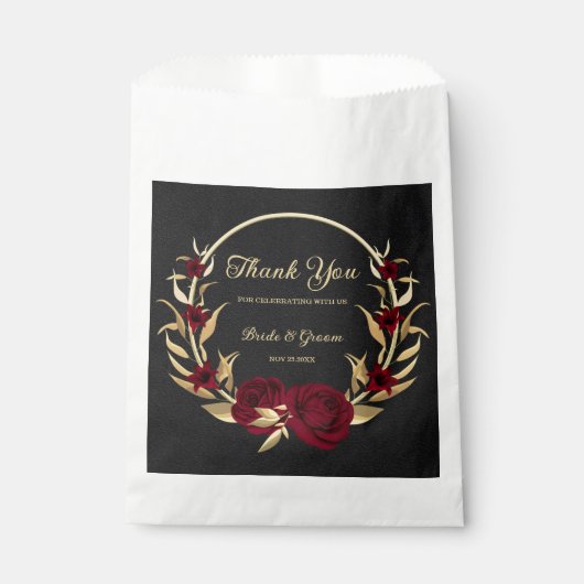 Elegante bordeauxfarbene Blume Geschenktütchen (Vorderseite)