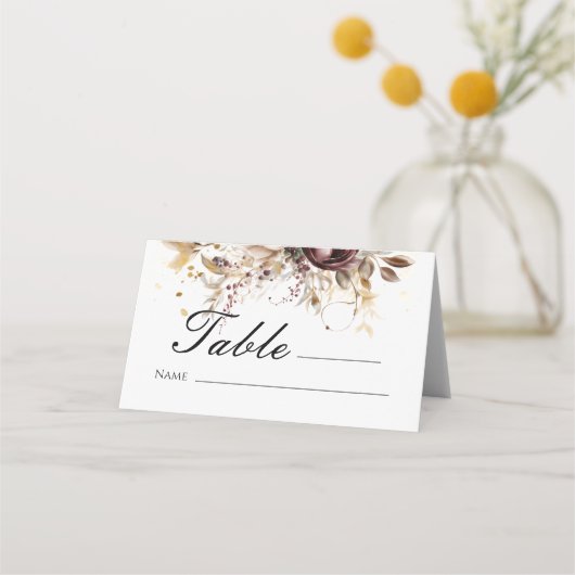 Elegante bordeauxfarbene Platzkarten (Vorderseite)