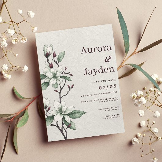 Elegante bordeauxfarbene Spitze Hochzeit mit weiße Einladung