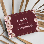 Elegante bordeauxrosa Golddaisy Blume Bridesmaid Einladung