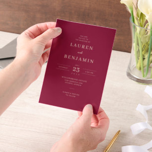 Elegante bordeauxrote Hochzeitseinladung Pergament Einladungen