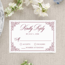 Elegante bordeauxrote Vintage-Rahmen Hochzeit