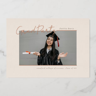 Elegante Border-Einzel-Foto-Minimal-Abschlussfeier Folieneinladung