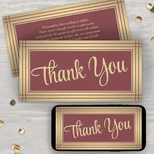 Elegante Border Gold Schrift Burgund Dankeschön-Ka Ankündigung