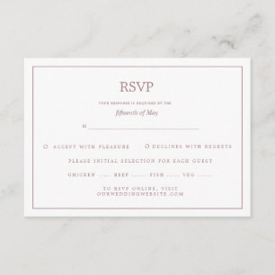 Elegante Border Roségold Hochzeit RSVP Begleitkarte