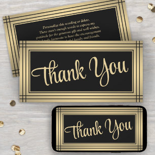 Elegante Border Schwarz & Gold Schriftart Danksagu Ankündigung
