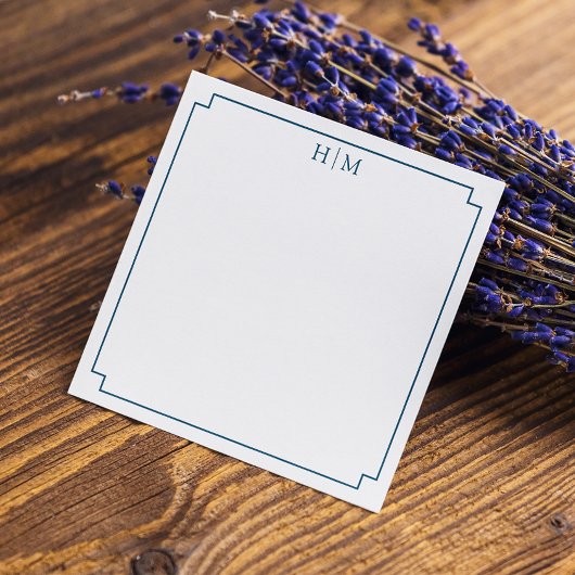 Elegante Border Simple Monogram Note Card Mitteilungskarte