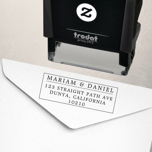 Elegante Border Simple Names Wedding Rücksendeadre Permastempel