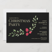 Elegante Boss Christmas Party Black Holly Red Einladung (Vorderseite)