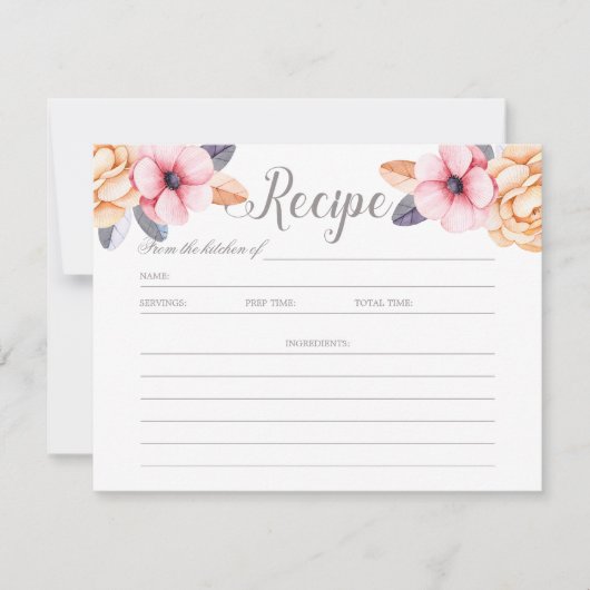 Elegante Botanic Berries Brautparty Rezept Karte (Vorderseite)