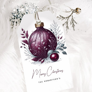 Elegante Botanical Bauble Weihnachten Geschenkanhänger