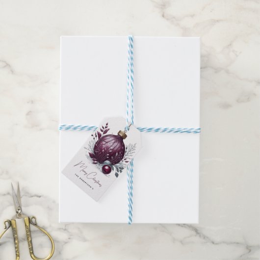 Elegante Botanical Bauble Weihnachten Geschenkanhänger (Mit Garn)