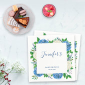 Elegante Botanical Blue Hydrangea Babydusche Serviette