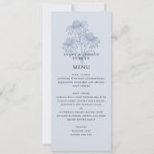 Elegante Botanical Dusty Blue Wedding Menu Card Einladung (Vorderseite)
